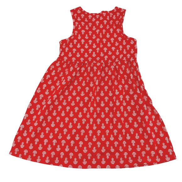 Toughskins | Girl's Fit and Flare Dress | Orange Floral | Large - Picture 2 of 2